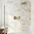 Calacatta Gold Marble Tile 12x24 Honed — Bathroom shower wall