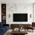 Calacatta Gold Marble Tile 12x24 Honed — Living Room feature wall
