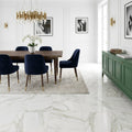 Calacatta Gold Marble Tile 18x18 Honed — Dining Room floor