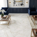 Calacatta Gold Marble Tile 18x18 Polished — Family Room floor