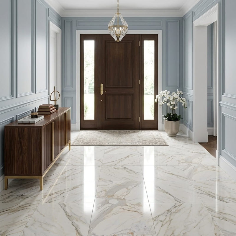 Calacatta Gold Marble Tile 18x18 Polished — Foyer floor
