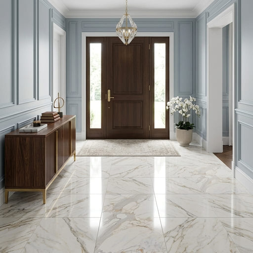 Calacatta Gold Marble Tile 18x18 Polished — Foyer floor