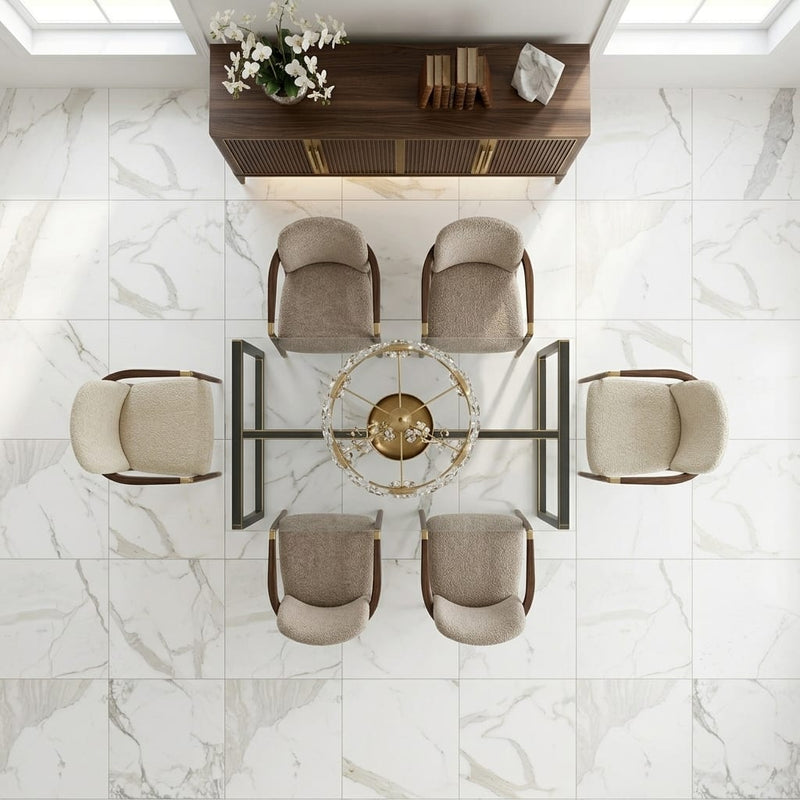 Calacatta Gold Marble Tile 24x24 Honed — Dining Room floor