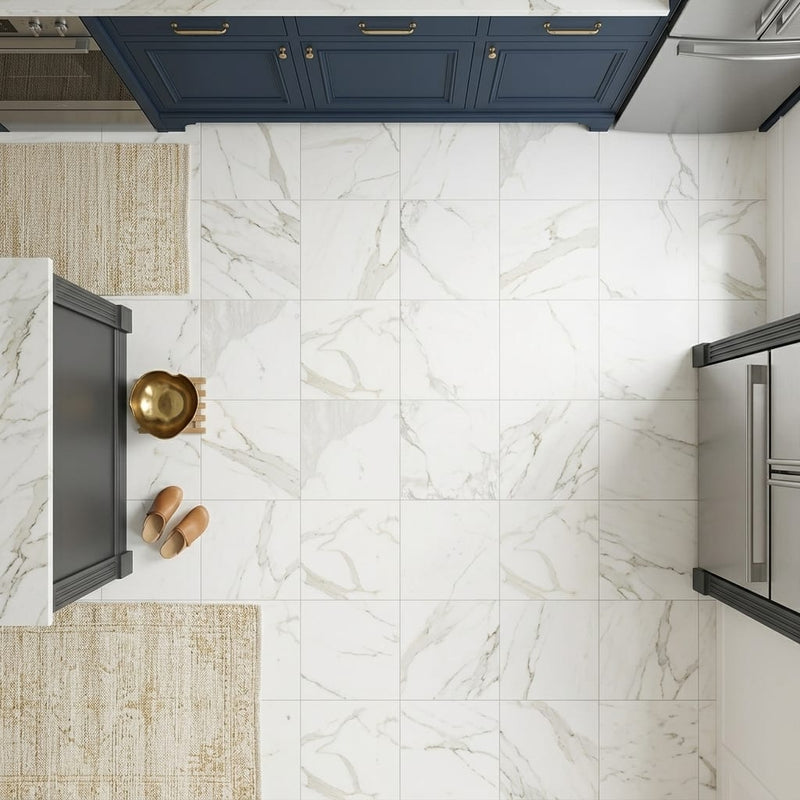 Calacatta Gold Marble Tile 24x24 Honed — Kitchen floor