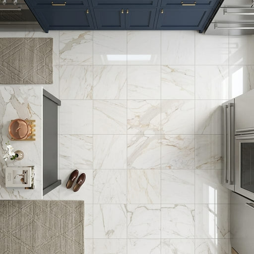 Calacatta Gold Marble Tile 24x24 Polished — Kitchen floor