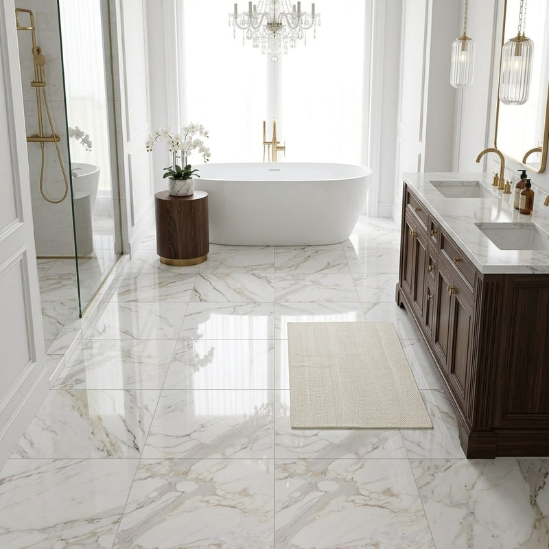 Calacatta Gold Marble Tile 24x24 Polished — Primary Bath floor