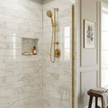 Calacatta Gold Marble Tile 3x6 Honed — Bathroom shower wall edge