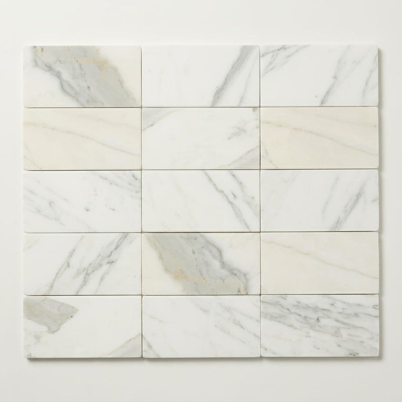 Calacatta Gold Marble Tile 3x6 Honed close-up
