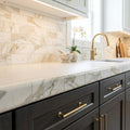 Calacatta Gold Marble Tile 3x6 Honed — Kitchen countertop edge