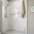 Calacatta Gold Marble Tile 3x6 Polished — Bathroom shower wall edge