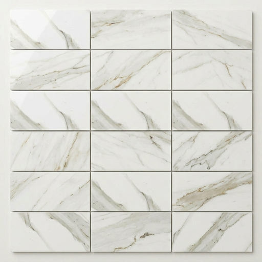 Calacatta Gold Marble Tile 3x6 Polished close-up