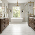 Calacatta Gris 12x24 Honed Marble Tile — Primary Bath floor