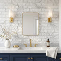 Calacatta Gris 4x16 Split Face Marble Tile — Bathroom wall
