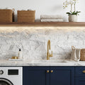 Calacatta Gris 4x16 Split Face Marble Tile — Laundry Room backsplash