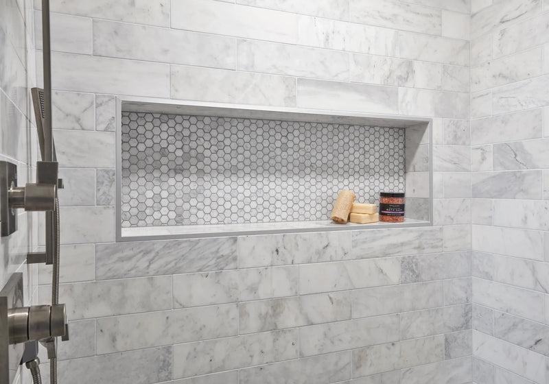 Calacatta Gris Large Chevron Honed Marble Mosaic