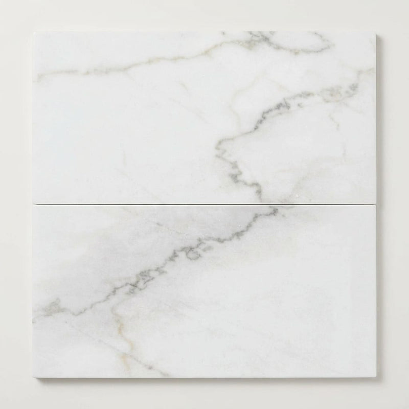Calacatta Lincoln 12x24 Satin Marble Tile close-up