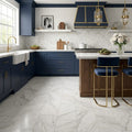 Calacatta Lincoln 12x24 Satin Marble Tile — Kitchen floor