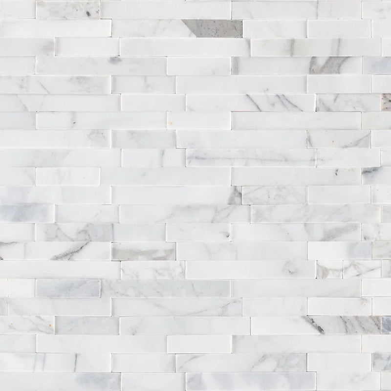 Calacatta Marbella Peel and Stick Pattern Honed Marble Mosaic Tile