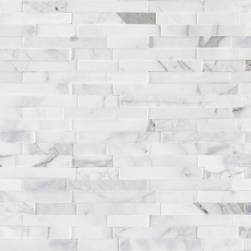 Calacatta Marbella Peel and Stick Pattern Honed Marble Mosaic Tile