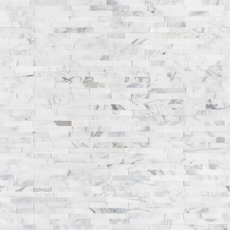 Calacatta Marbella Peel and Stick Pattern Honed Marble Mosaic Tile