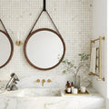 Calacatta Oliva Marble 1x1 Honed Mosaic — Bathroom shower wall