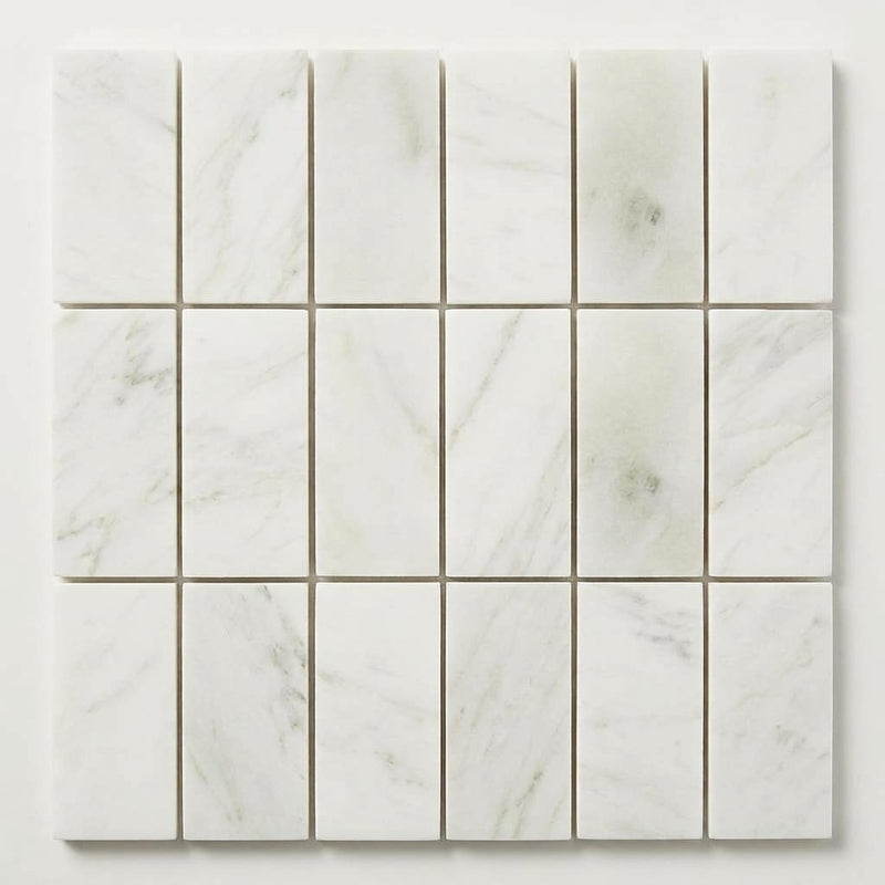 Calacatta Oliva Marble 1x2 Honed Herringbone Mosaic close-up