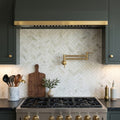 Calacatta Oliva Marble 1x2 Honed Herringbone Mosaic — Kitchen backsplash