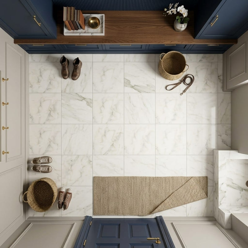 Calacatta Oliva Marble 12x12 Honed Tile — Mudroom floor