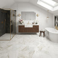 Calacatta Oliva Marble 12x12 Polished Tile — Bathroom floor