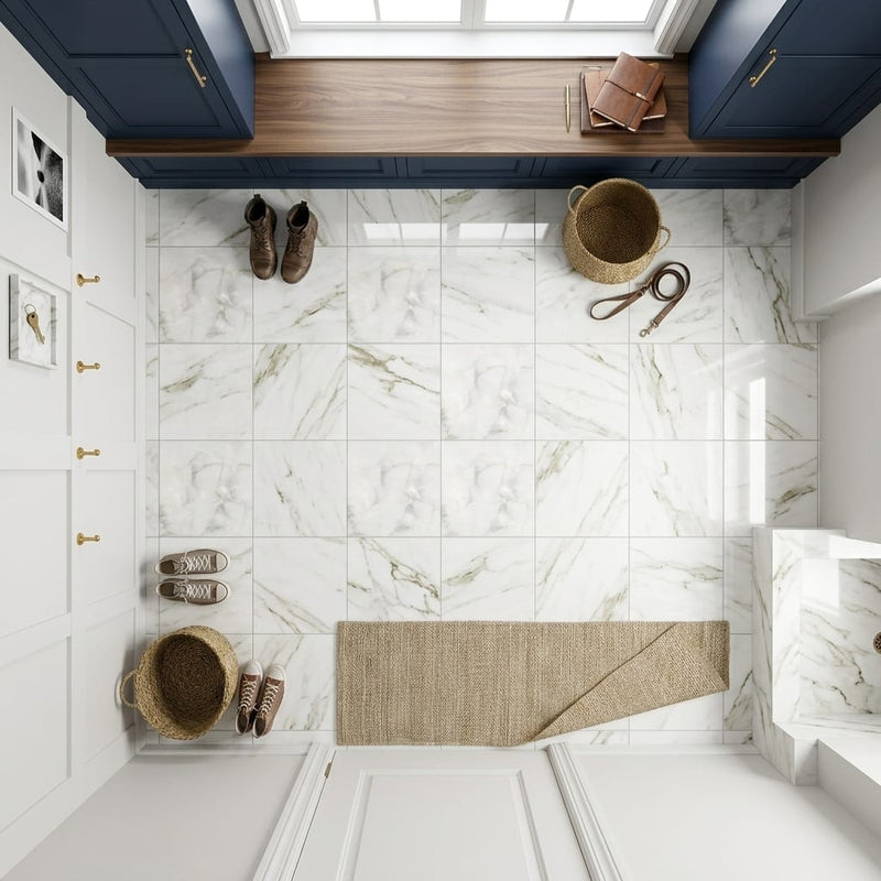 Calacatta Oliva Marble 12x12 Polished Tile — Mudroom floor