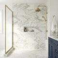 Calacatta Oliva Marble 12x24 Honed Tile — Bathroom shower wall