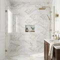 Calacatta Oliva Marble 12x24 Polished Tile — Bathroom shower wall