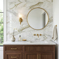 Calacatta Oliva Marble 12x24 Polished Tile — Bathroom vanity wall