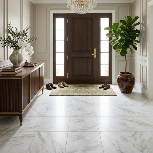 Calacatta Oliva Marble 18x18 Honed Tile — Foyer floor