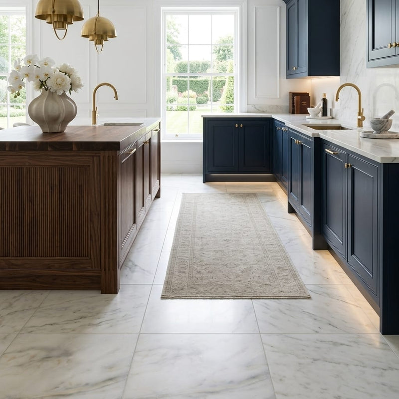 Calacatta Oliva Marble 18x18 Honed Tile — Kitchen floor