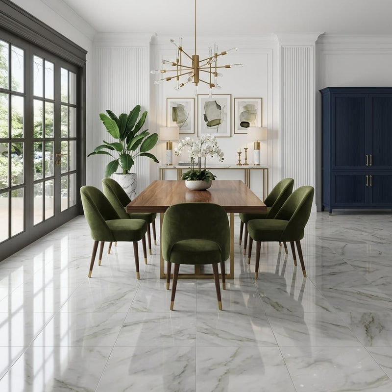 Calacatta Oliva Marble 18x18 Polished Tile — Living Room floor