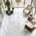 Calacatta Oliva Marble 18x18 Polished Tile — Sunroom floor