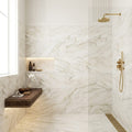 Calacatta Oliva Marble 18x36 Honed Tile — Bathroom shower wall