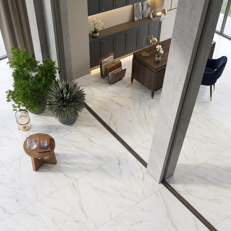 Calacatta Oliva Marble 18x36 Honed Tile — Living Room floor
