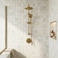 Calacatta Oliva Marble 2x2 Honed Mosaic — Bathroom shower wall