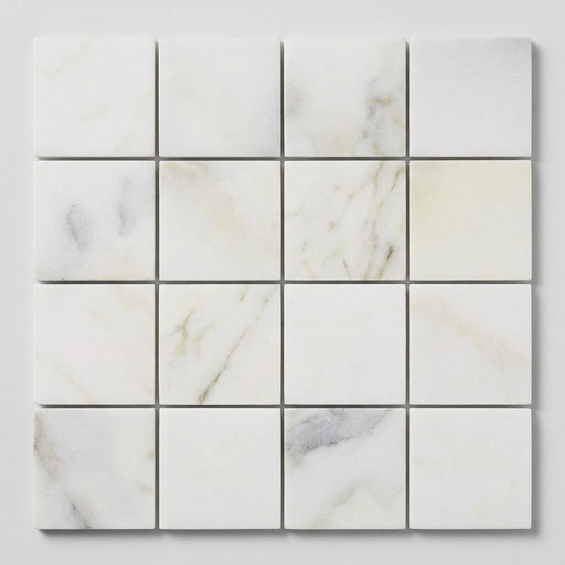 Calacatta Oliva Marble 2x2 Honed Mosaic close-up