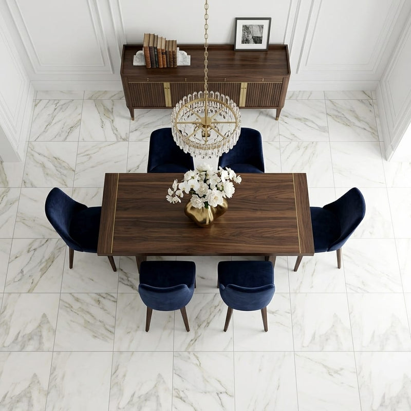 Calacatta Oliva Marble 24x24 Honed Tile — Dining Room floor