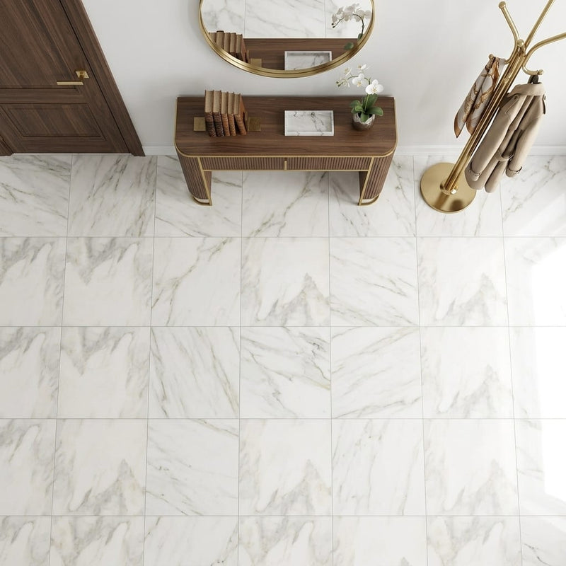 Calacatta Oliva Marble 24x24 Honed Tile — Foyer floor