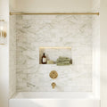 Calacatta Oliva Marble 3x6 Honed Tile — Bathroom tub surround