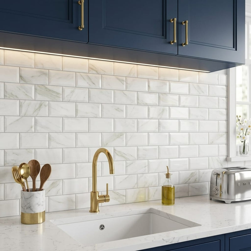 Calacatta Oliva Marble 3x6 Honed Tile — Kitchen backsplash