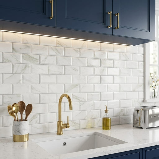 Calacatta Oliva Marble 3x6 Honed Tile — Kitchen backsplash