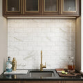 Calacatta Oliva Marble 3x6 Honed Tile — Wet Bar backsplash