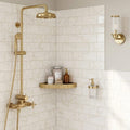 Calacatta Oliva Marble 3x6 Honed Tile — Bathroom shower wall