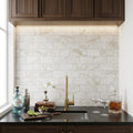 Calacatta Oliva Marble 3x6 Honed Tile — Wet Bar backsplash