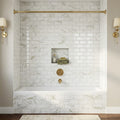 Calacatta Oliva Marble 3x6 Polished Tile — Bathroom tub surround